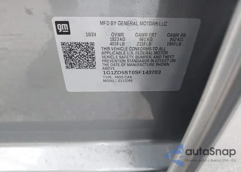 2025 Chevrolet Malibu Fwd 1Lt from USA, damaged, VIN 1G1ZD5ST0SF143703